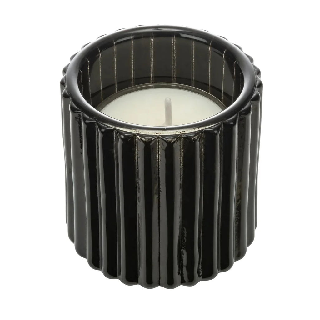 havenhush Black Glass Candle Holder with Clear Base