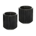 havenhush Black Glass Candle Holder with Clear Base