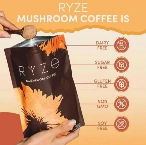 RYZE Organic Mushroom Coffee – 30 Servings Instant Coffee Mix | 1 Pack | Free Shipping