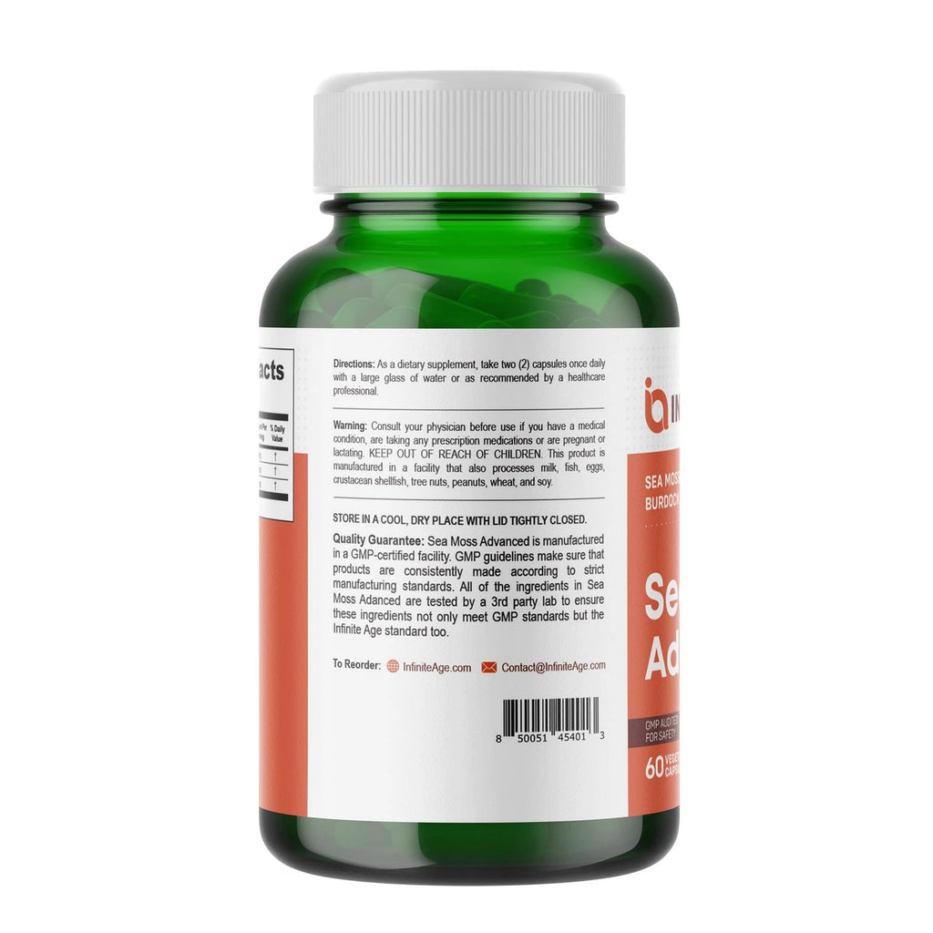 Infinite Age 1250mg Sea Moss Advanced Superfood Capsules | 60 Count | High Potency