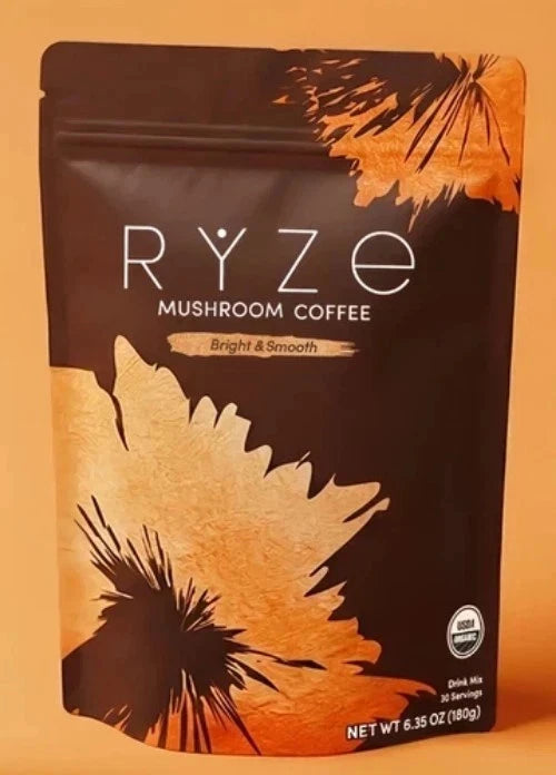 RYZE Organic Mushroom Coffee – 30 Servings Instant Coffee Mix | 1 Pack | Free Shipping