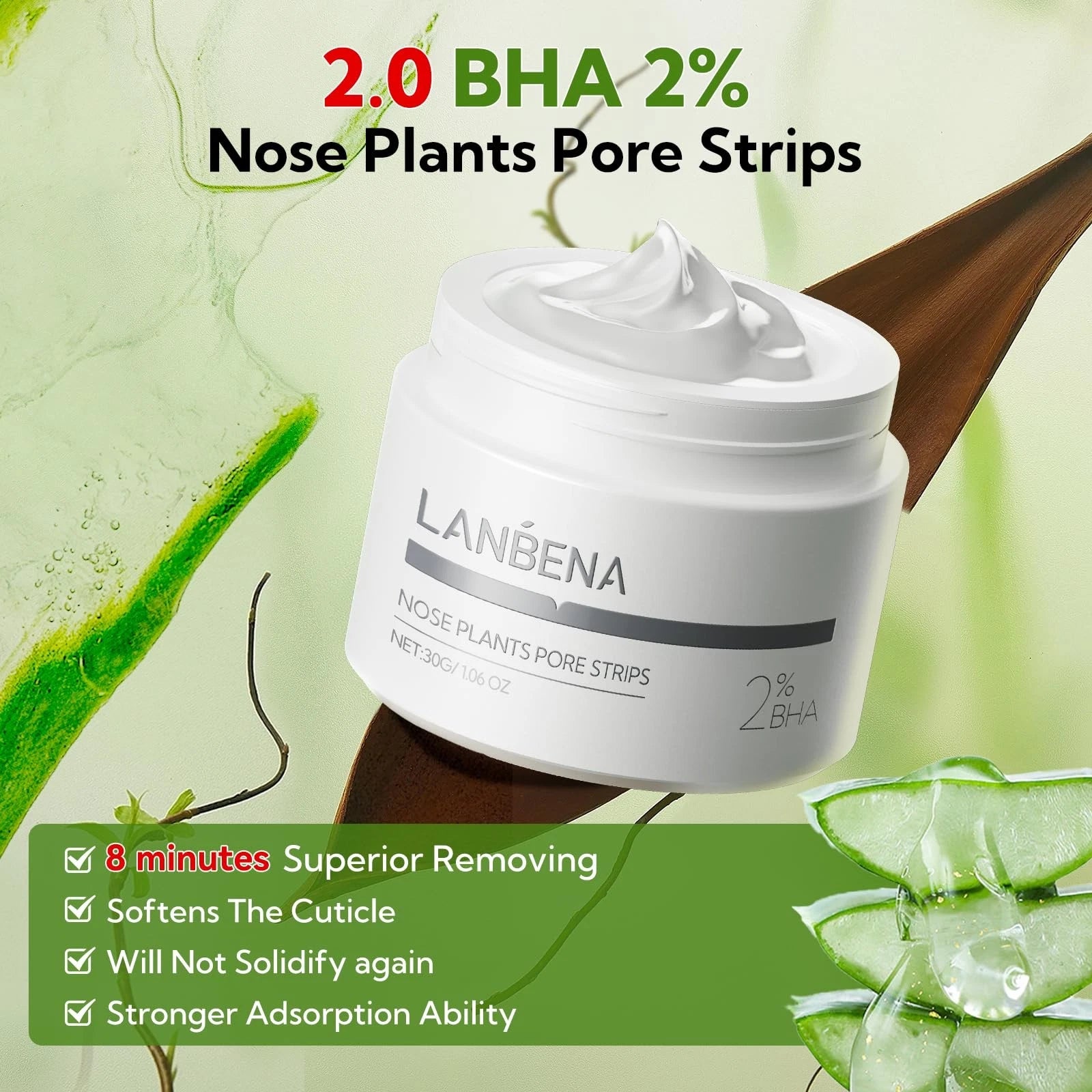 LANBENA 2.0 Nose Pore Strips Blackhead Remover Mask Salicylic Acid New