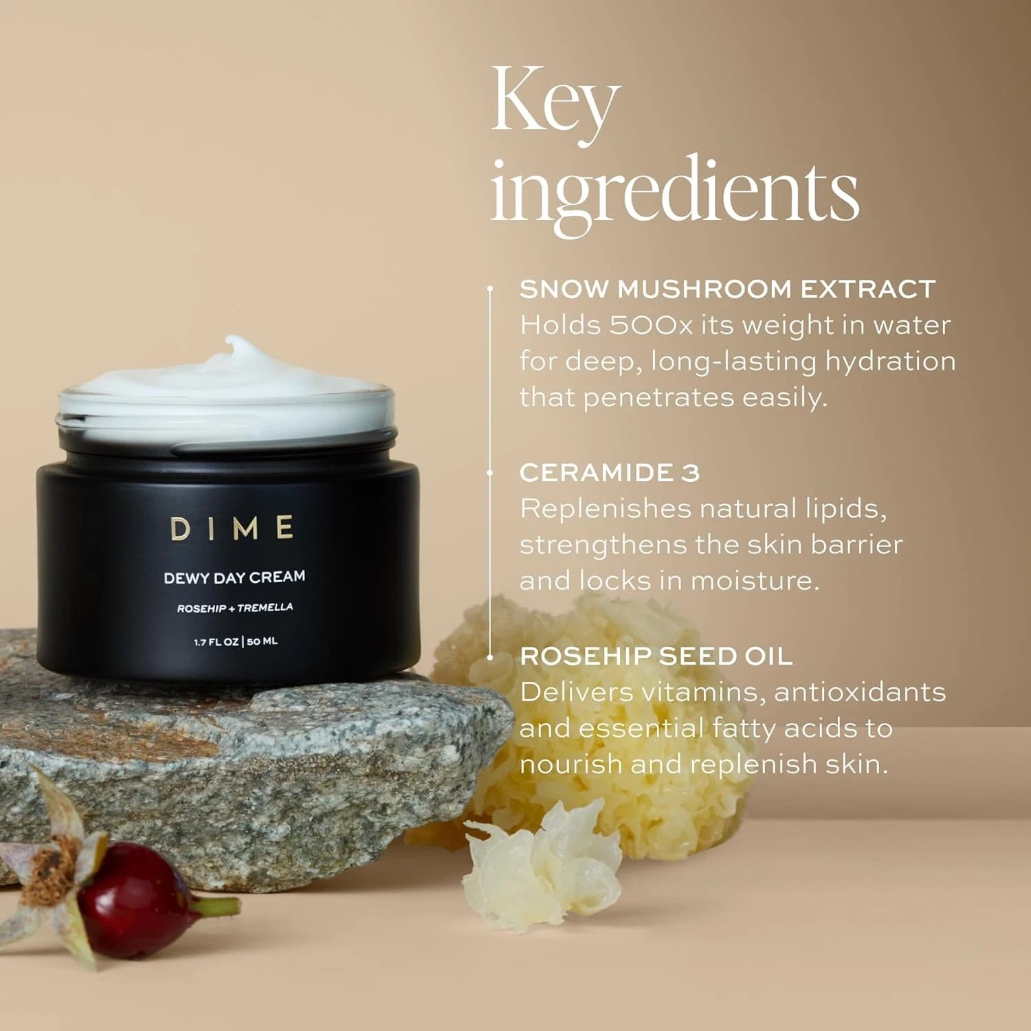 DIME Beauty Dewy Day Cream Morning Face Moisturizer Rosehip Oil 1.7 oz