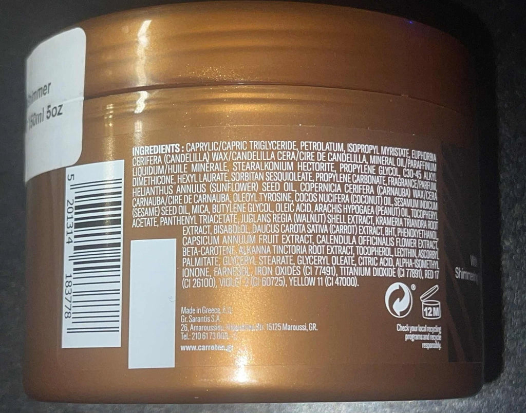 Carroten Gold Shimmer Intensive Tanning Gel SPF0 5.07 fl oz Made in Greece