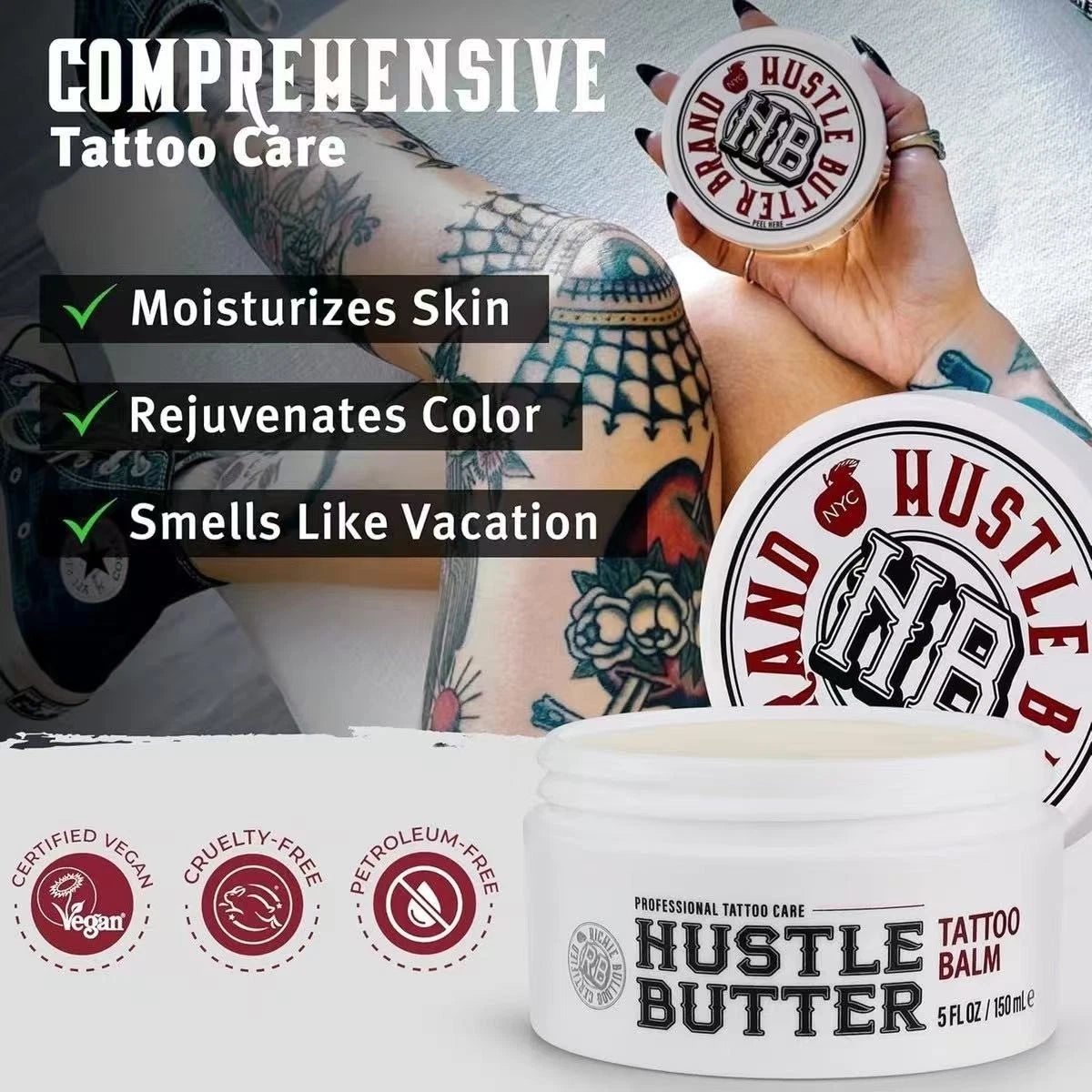 Hustle Butter Tattoo Aftercare Balm 5 oz Heals & Protects New Tattoos EXP 02/2027