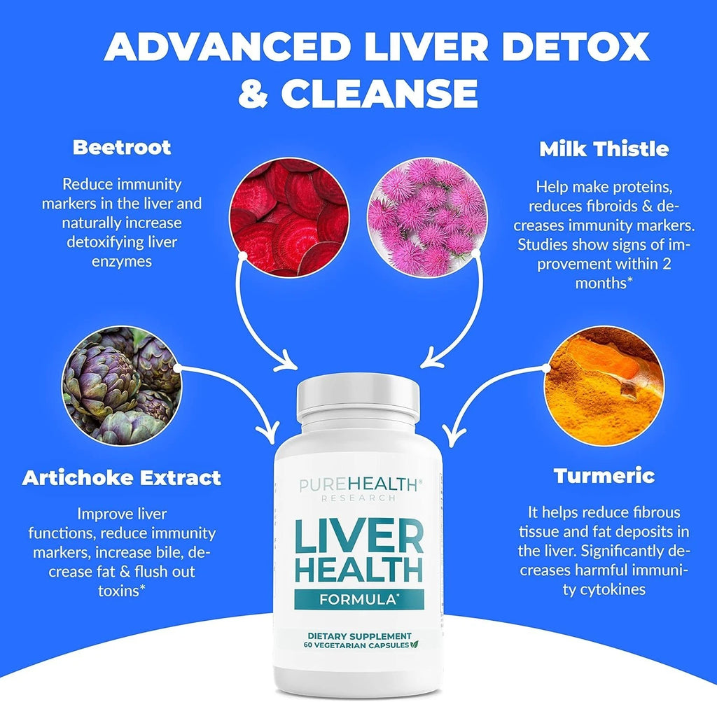 PureHealth Research Liver Health Supplement | Liver Cleanse, Detox & Support with Artichoke | 60 Capsules