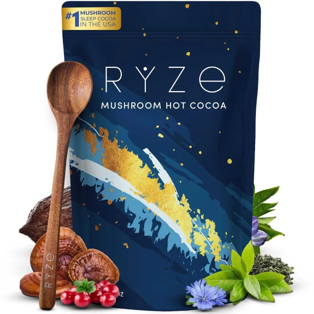 Organic RYZE Mushroom Hot Cocoa Sleep Supplement | 20 Servings | No Import Fees