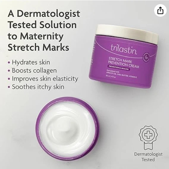 TriLASTIN Maternity Stretch Mark Prevention & Healing Cream 4 oz New Sealed
